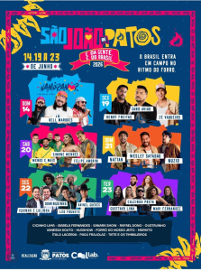 São João de Patos 2026 terá seis dias de festa e promete movimentar turismo e economia da região