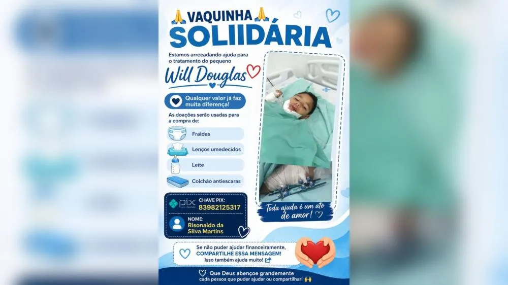 Cantor patoense pede ajuda para o filho de 5 anos com TEA após acidente de moto