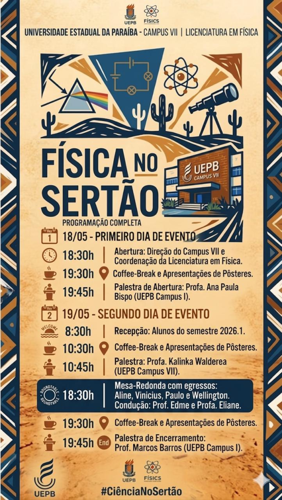 Curso de Física do CCEA, em Patos (PB), realiza evento “Física no Sertão”