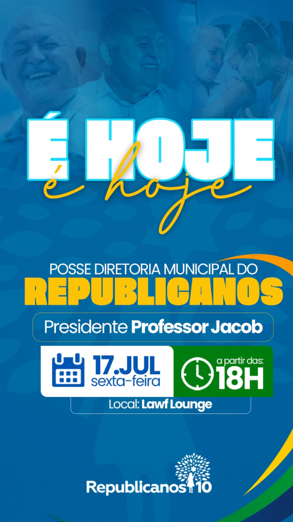 Professor Jacob toma posse hoje como presidente do Republicanos em Patos