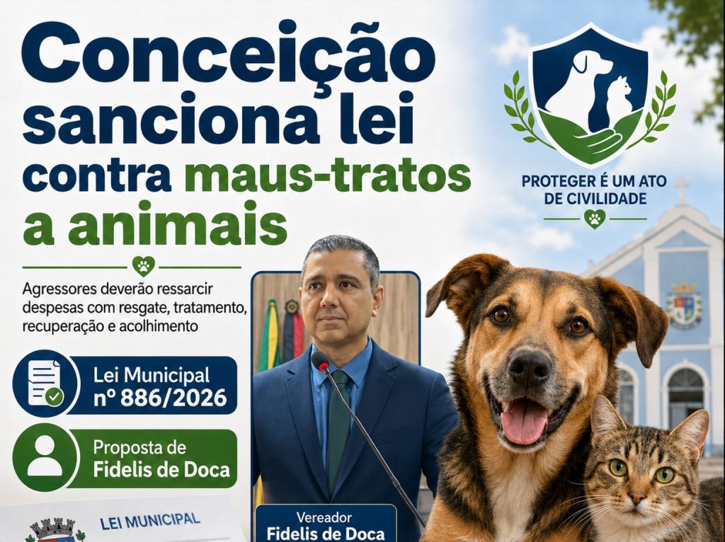 Lei de autoria de Fidelis de Doca responsabiliza autores de maus-tratos por despesas com animais em Conceição