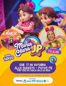 HOJE TEM FESTA! Bonecos Maria Clara e JP chegam pela primeira vez a Patos neste sábado para uma tarde de muita diversão